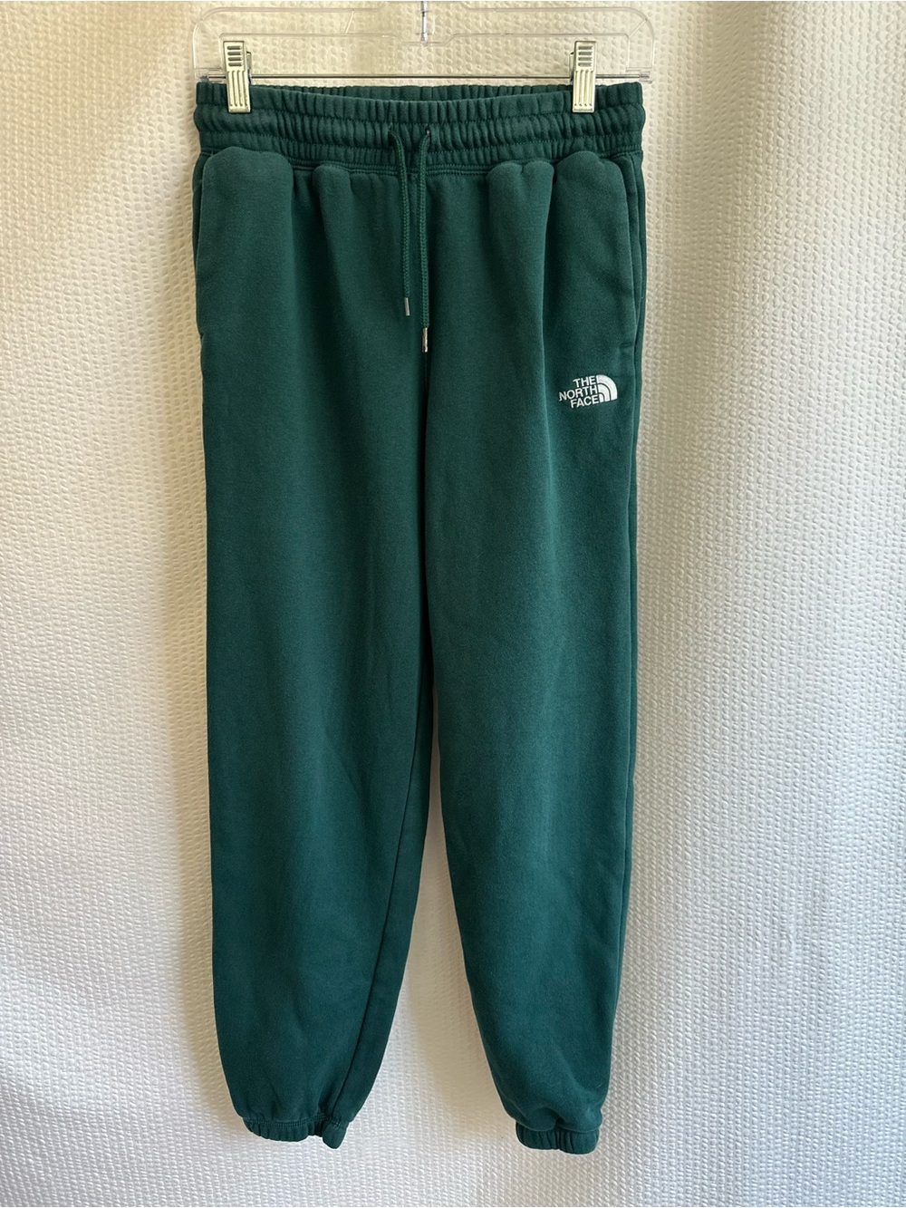 THE NORTH FACE Forest Green Fleece Jogger Sweatpants Logo Womens Size XS